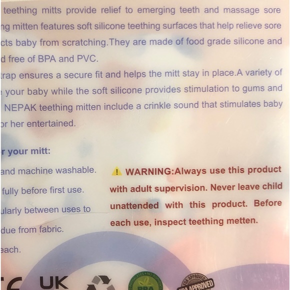 Nepak Teething Mittens 2 Pack Stimulating teething toy - Picture 5 of 5
